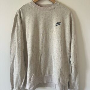 Nike Cream Crewneck Sweater with Ribbed Cuffs
